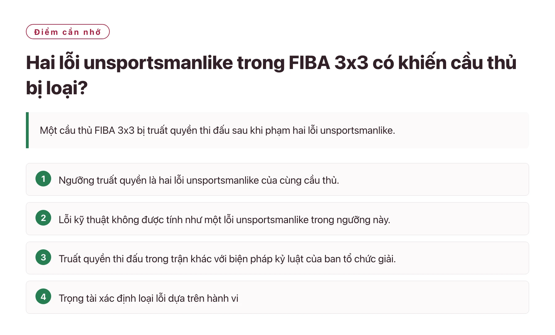 Hai lỗi unsportsmanlike trong FIBA 3x3 có khiến cầu thủ bị loại?——全文要点速览